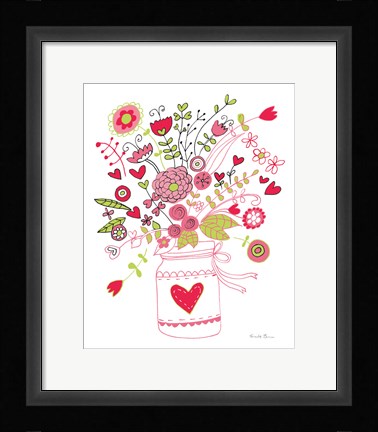 Framed Valentines Flowers I Print