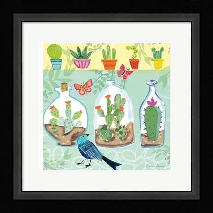 Framed Cacti Garden I Print