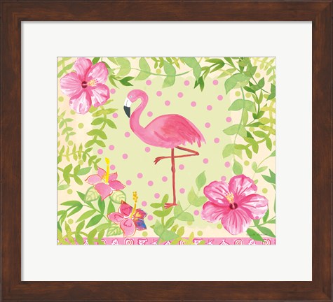 Framed Flamingo Dance I Print