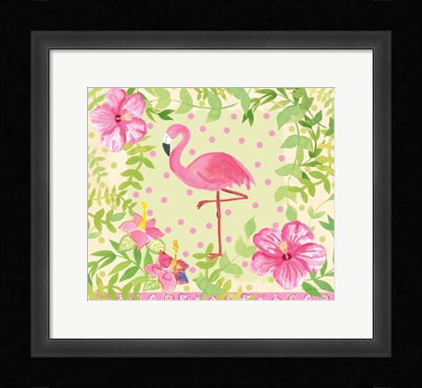 Framed Flamingo Dance I Print
