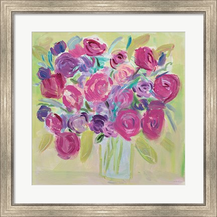 Framed Pink Roses Flower Print