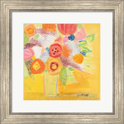 Framed Misty Yellow Floral Print