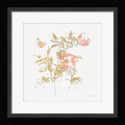 Framed Watery Blooms V Print