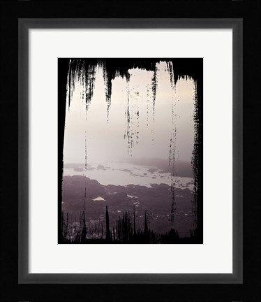 Framed Painted Seaside III on Black Print