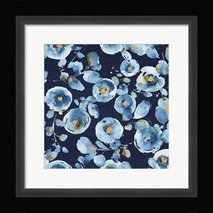 Framed Indigold Flower Toss Indigo Print