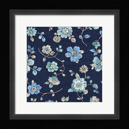 Framed Indigold Flowers Mini trail Indigo Print