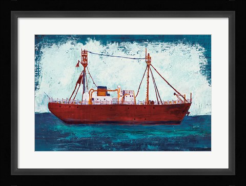 Framed Nantucket Lightship Navy no Words Print