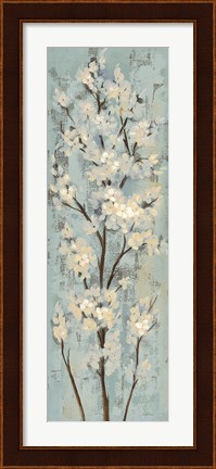 Framed Almond Branch II on Light Blue Print
