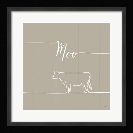 Framed Underlined Farm VII Greige Print