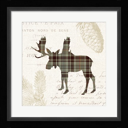 Framed Plaid Lodge IV Tan Print