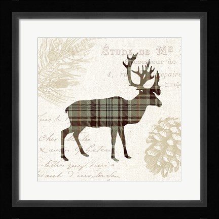 Framed Plaid Lodge I Tan Print