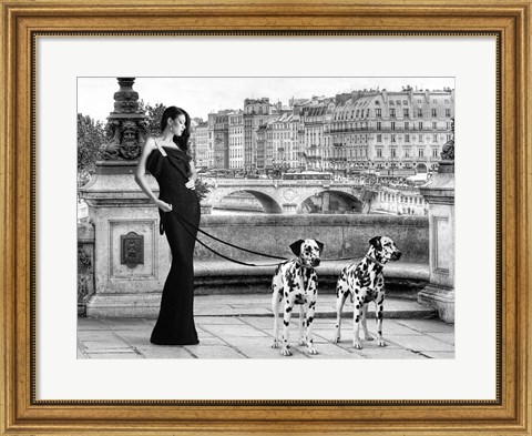 Framed Walking in Paris Print