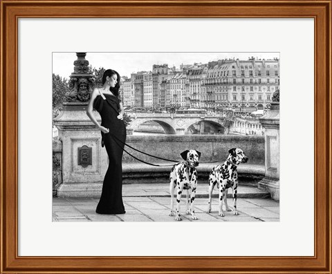 Framed Walking in Paris Print