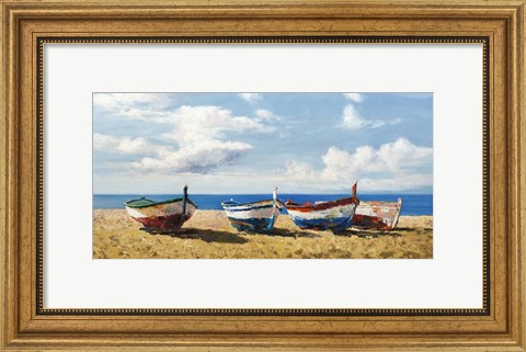 Framed Boats on the Beach Print
