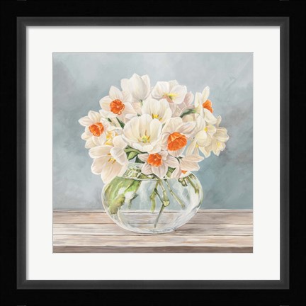 Framed Fleurs et Vases Aquamarine II Print