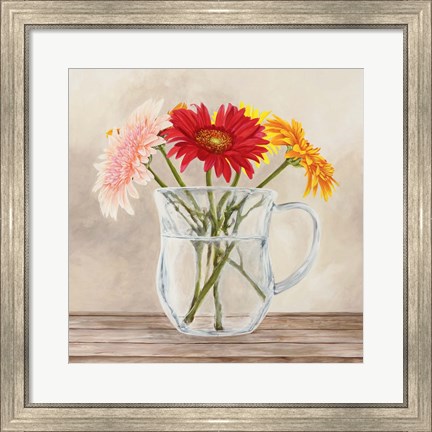 Framed Fleurs et Vases Jaune I Print