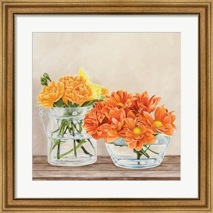 Framed Fleurs et Vases Jaune II Print