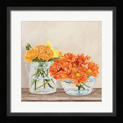 Framed Fleurs et Vases Jaune II Print