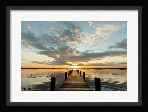 Framed Morning Lights on a Jetty Print