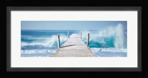 Framed Ocean Waves on a Jetty Print