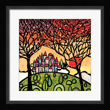 Framed Gli Alberi Guardano il Paese al Tramonto Print