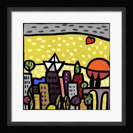 Framed Il Cuore vive sulla Piccola Citta Print