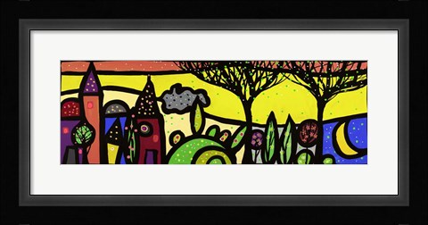 Framed La Luna Canta sul Piccolo Borgo Print