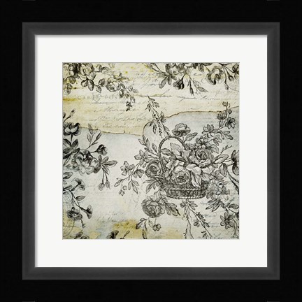 Framed BW Flowers Grunge Two Print