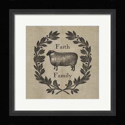 Framed Faith Family Sheep Print