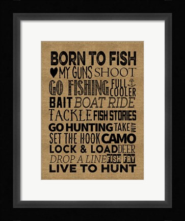 Framed Fishing Hunting Burlap Print