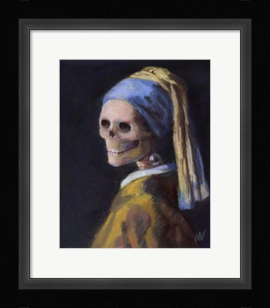 Framed Skelly with a Pearl Earring Print