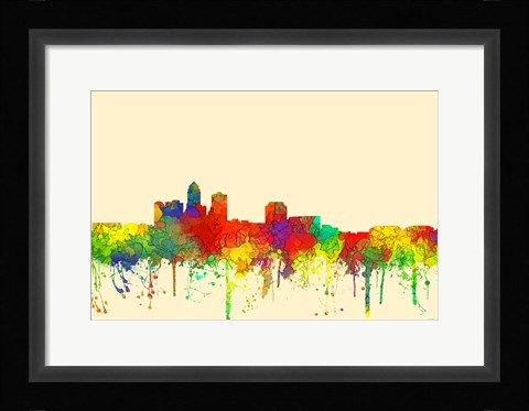 Framed Des Moines Iowa Skyline-SG Print