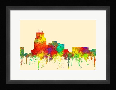 Framed Durham North Carolina Skyline-SG Print