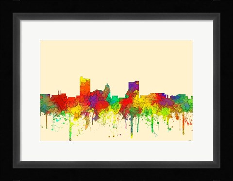 Framed Fort Wayne Indiana Skyline-SG Print