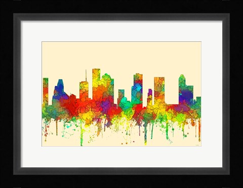 Framed Houston Texas Skyline-SG Print