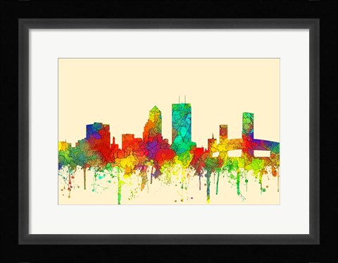 Framed Jacksonville Florida Skyline-SG Print
