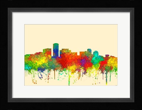 Framed Long Beach California Skyline-SG Print