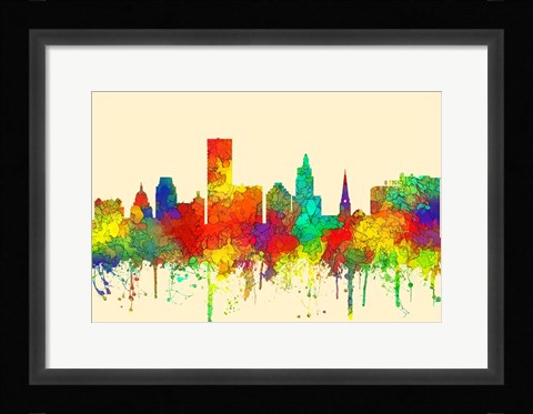 Framed Providence Rhode Island Skyline-SG Print