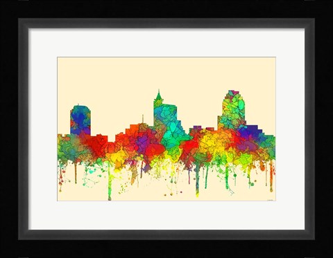Framed Raleigh North Carolina Skyline-SG Print