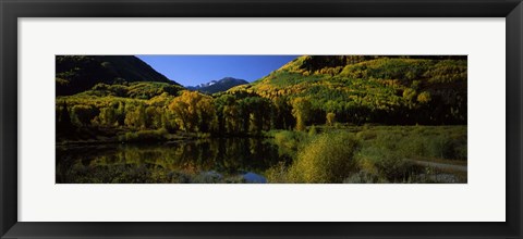 Framed Fall Colors Reflected in Water with Mountains in the Background, Colorado Print