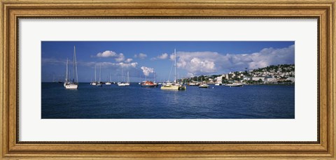 Framed Boats at a Harbor, Martinique, West Indies Print