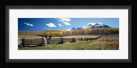 Framed View of the Last Dollar Ranch, Mount Sneffels, Colorado Print