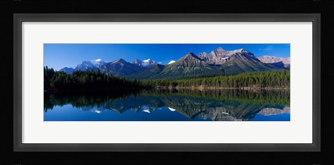 Framed Reflection of Mountains in Herbert Lake, Banff National Park, Alberta, Canada Print