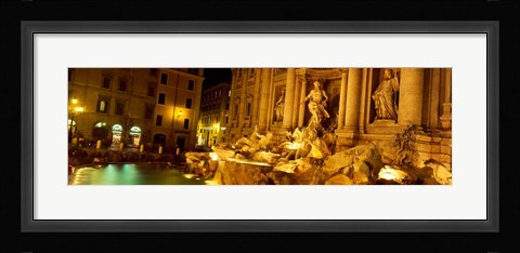 Framed Trevi Fountain at Night, Rome, Italy Print