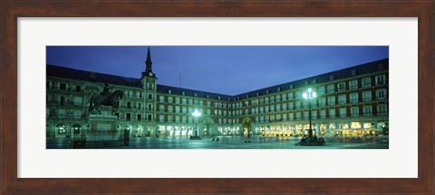Framed Building Lit up at Dusk, Plaza Mayor, Madrid, Spain Print