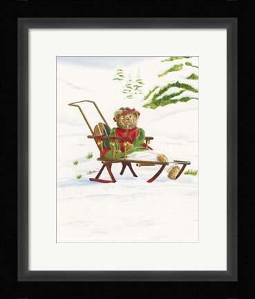 Framed Bears Sleigh Ride Print