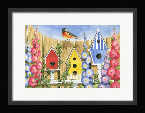 Framed Bird House Row Print