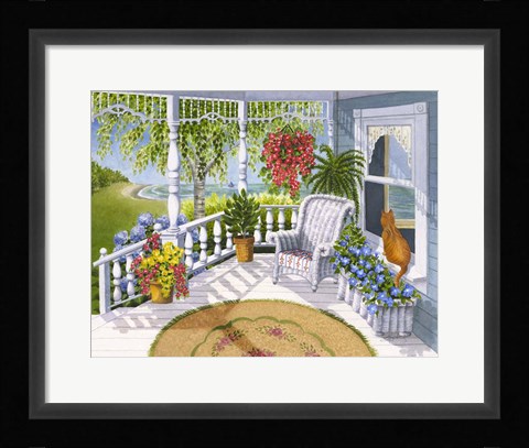 Framed Cottage by the Lake Print