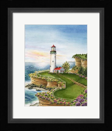 Framed Lighthouse Sunset Print