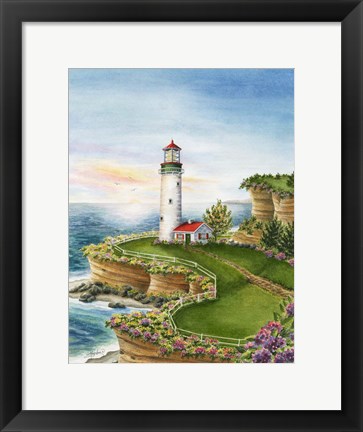 Framed Lighthouse Sunset Print